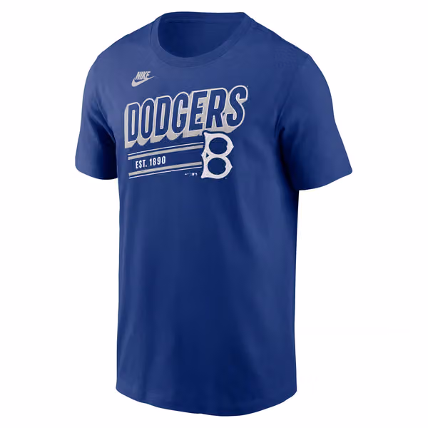Brooklyn Dodgers MLB Cooperstown Nike Cotton T-Shirt Blue view 1