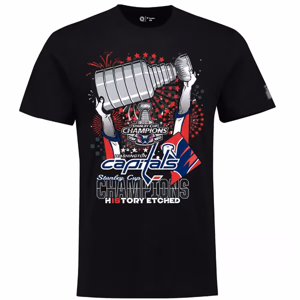 Washington Capitals 2018 Stanley Cup Champs Red Rising NHL T-Shirt view 2
