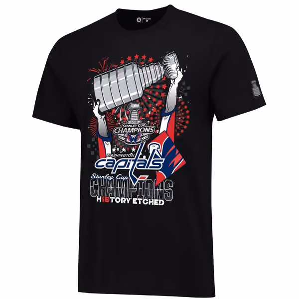 Washington Capitals 2018 Stanley Cup Champs Red Rising NHL T-Shirt view 1