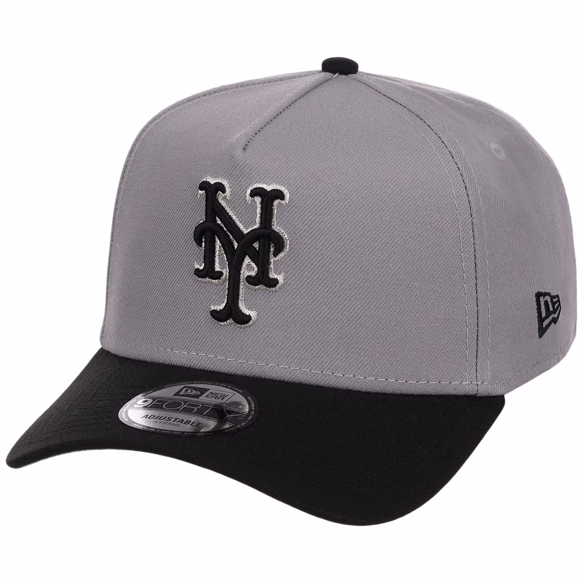 New York Mets MLB Gray x Black FASHION CORE New Era 9FORTY A-Frame detail view