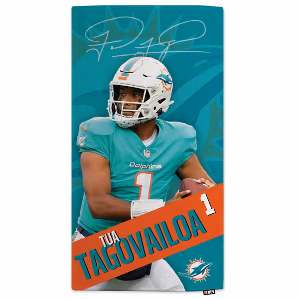 Tua Tagovailoa Miami Dolphins NFL Beach Towel view 1