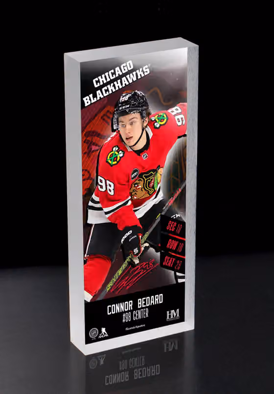 Connor Bedard Chicago Blackhawks NHL Player Ticket 3D Block Art view 1