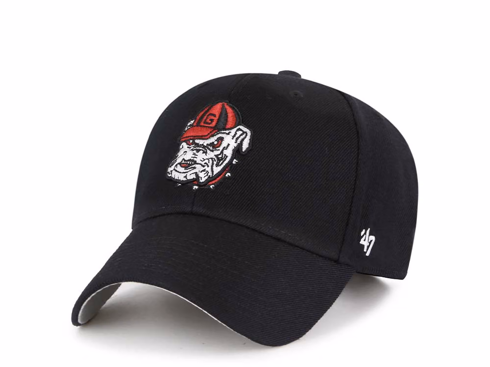 47Brand Georgia Bulldogs Black Wool MVP Strapback Hat front