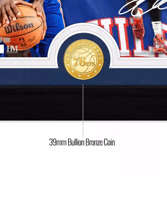 LeBron James Philadelphia 76ers Artist Proof Bronze Coin NBA Photo Frame view 2