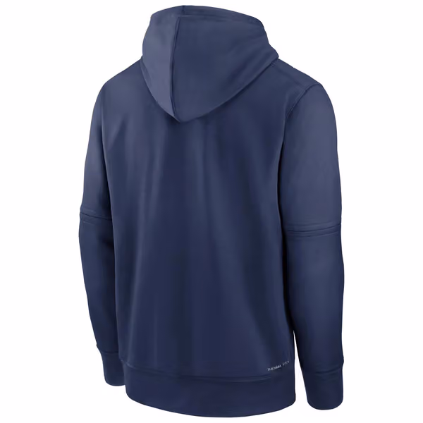 Milwaukee Brewers 2024 MLB Authentic Practice Nike Therma Hoodie Navy view 2