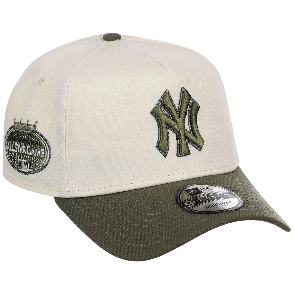 New York Yankees MLB Chrome Olive New Era 9FORTY front view