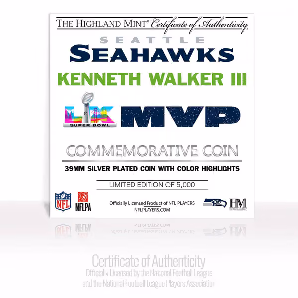 Kenneth Walker III Super Bowl LX MVP Silver Commemorative Coin view 3