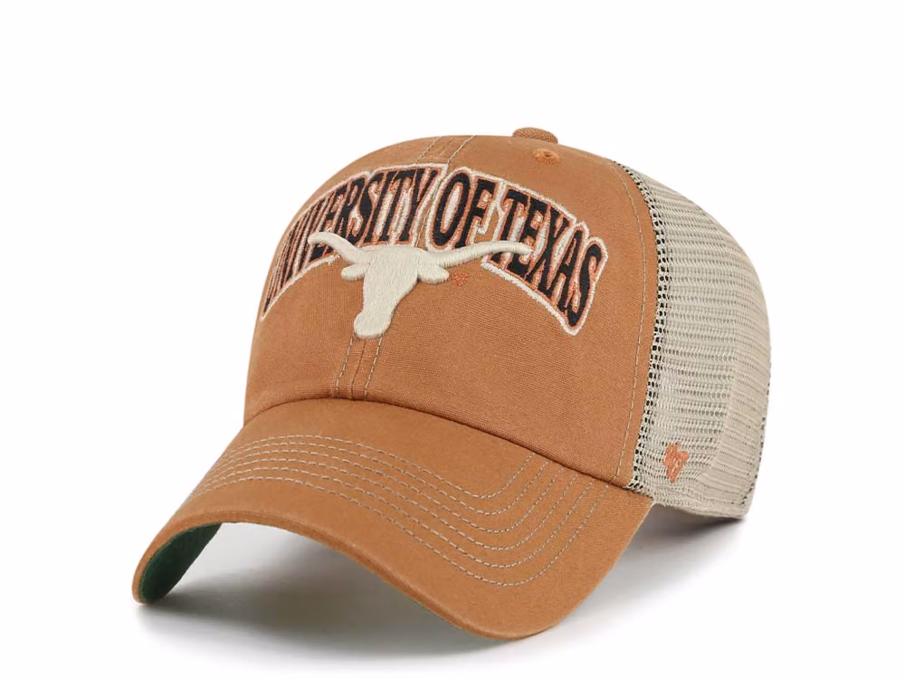 47Brand Texas Longhorns Burnt Orange Trucker Clean Up Snapback Hat front