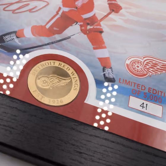 Moritz Seider Detroit Red Wings Bronze Coin Framed NHL Photo view 2