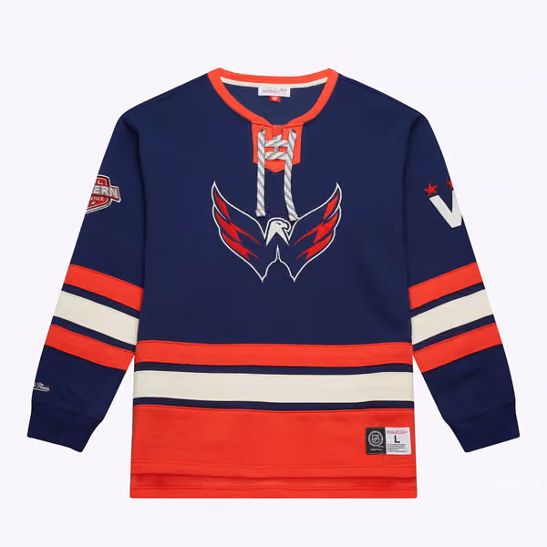 Washington Capitals Mitchell & Ness Heritage NHL Lace-Up Jersey Crew view 1