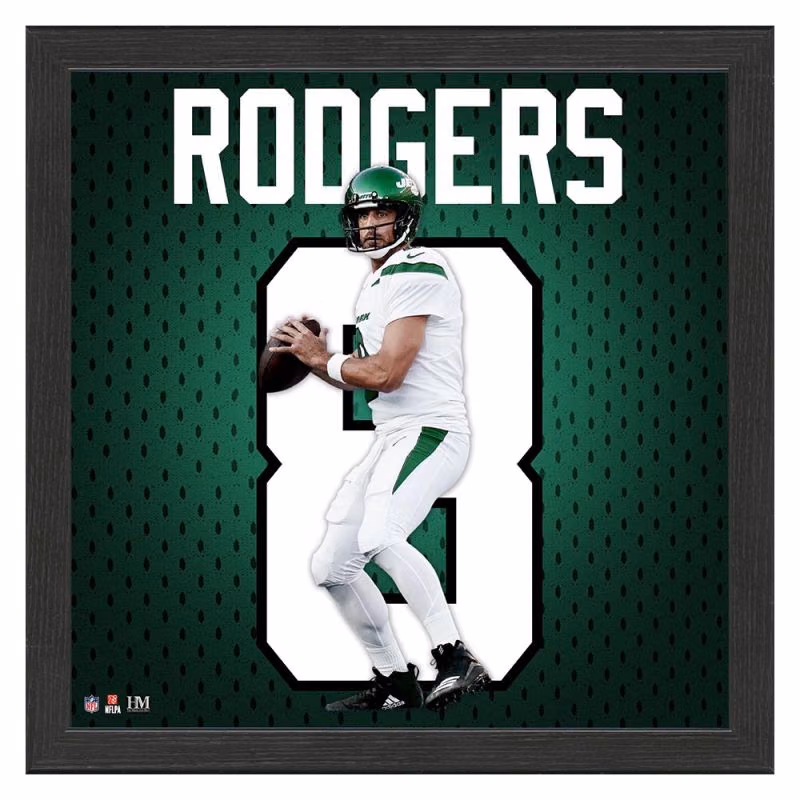 Aaron Rodgers #8 New York Jets Jersey Framed NFL Photo view 1