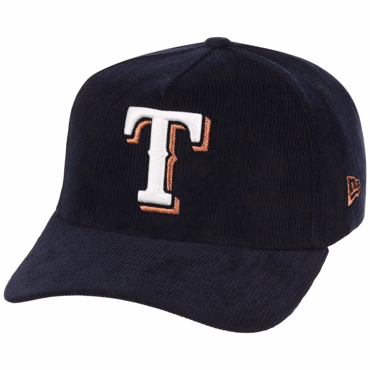 Texas Rangers MLB Navy Cord FASHION CORE New Era 9FORTY A-Frame detail view