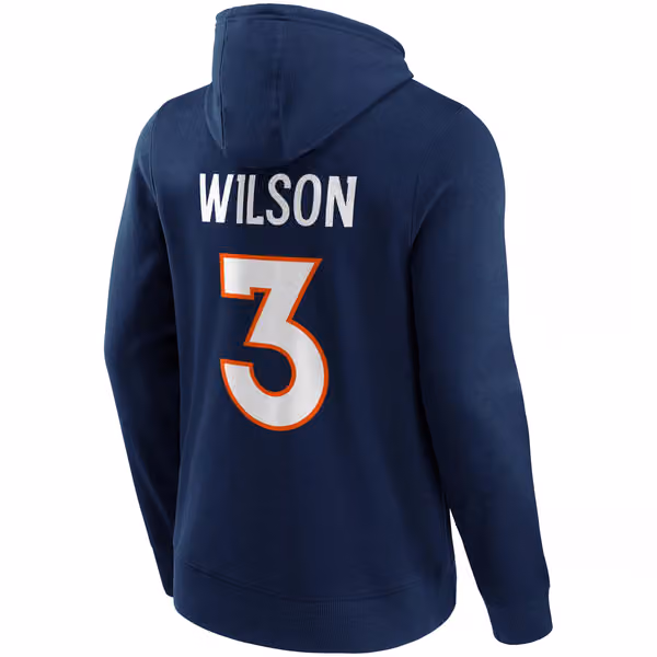Russell Wilson #3 Denver Broncos Iconic Player NFL Hoodie Navy view 3