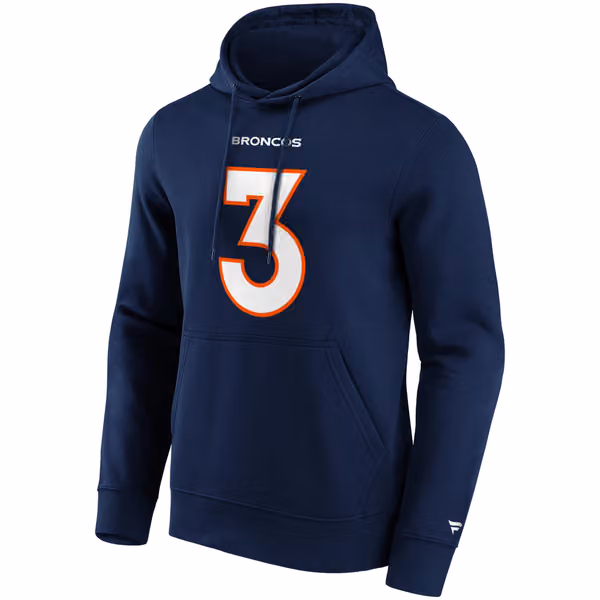 Russell Wilson #3 Denver Broncos Iconic Player NFL Hoodie Navy view 2