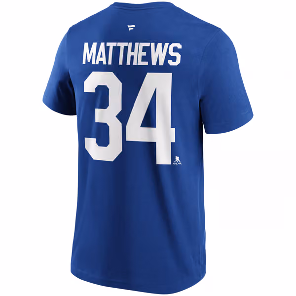 Auston Matthews #34 Toronto Maple Leafs Iconic Player NHL T-Shirt Blue view 3