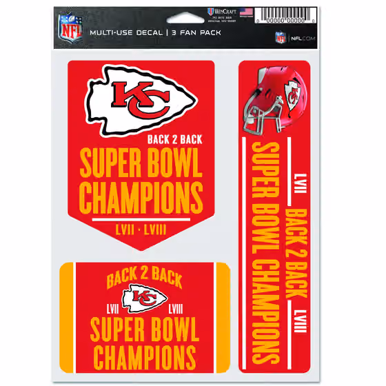 Kansas City Chiefs Super Bowl LVIII Champions NFL Decals Set (3 Pcs.) view 1