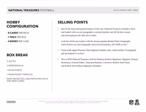 2021 Panini National Treasures Football Hobby Box NFL view 5