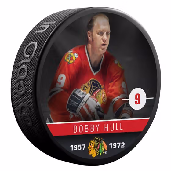 Bobby Hull Chicago Blackhawks Alumni NHL Puck view 1