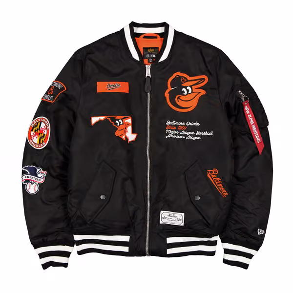 Baltimore Orioles Alpha Industries MA-1 MLB Bomber Jacket Black view 1