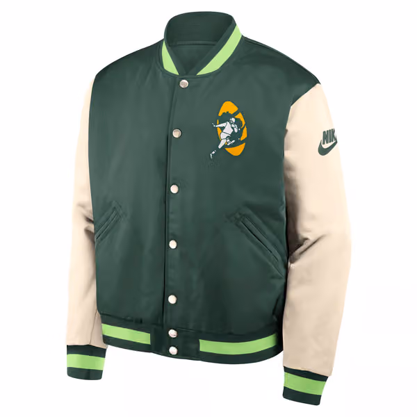Green Bay Packers Rewind Legacy Bomber Jacket Green/Cream view 2
