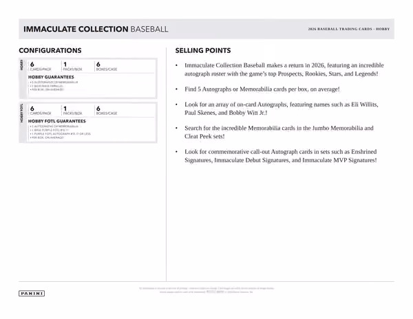 2026 Panini Immaculate Baseball Hobby Box view 5