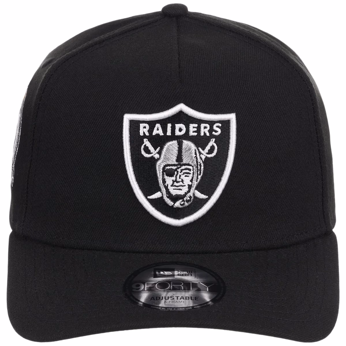 Las Vegas Raiders NFL Black Dome New Era 9FORTY A-Frame detail view