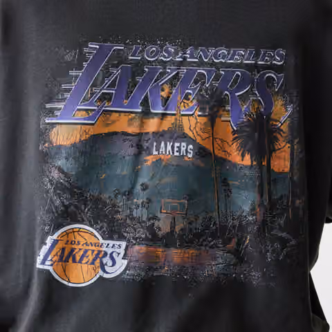 Los Angeles Lakers Washed Oversized NBA Crew Neck Sweater Dark Gray view 5