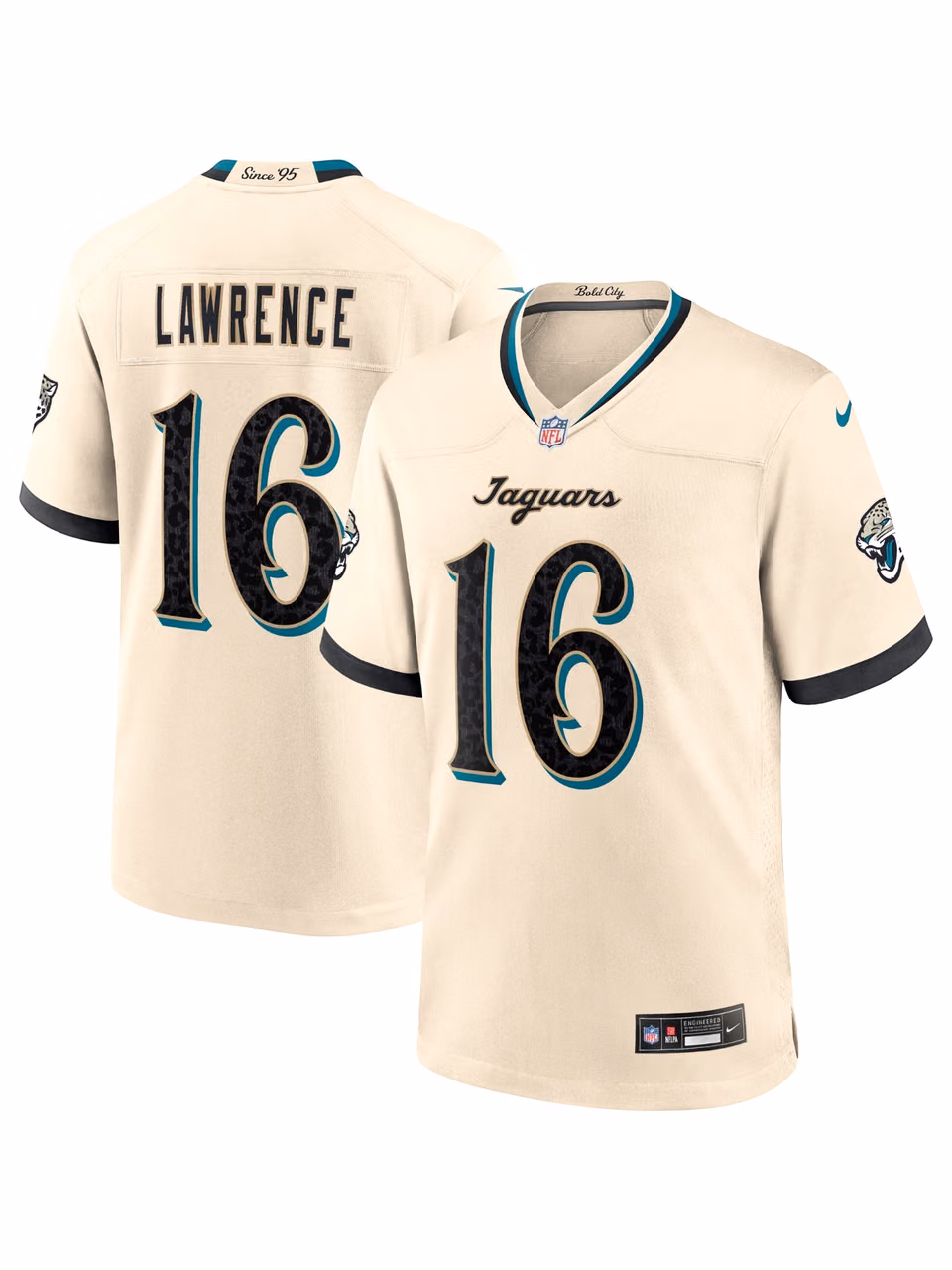 Trevor Lawrence #16 Jacksonville Jaguars 2026 Rivalries Game NFL Jersey Natural view 1