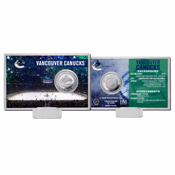 Vancouver Canucks Team History NHL Silver Coin Card view 1