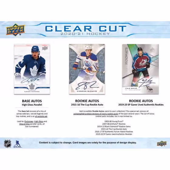 2020/21 Upper Deck Clear Cut NHL Hockey Hobby Box view 2