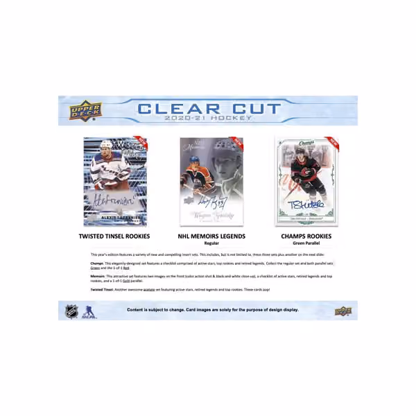 2020/21 Upper Deck Clear Cut NHL Hockey Hobby Box view 3