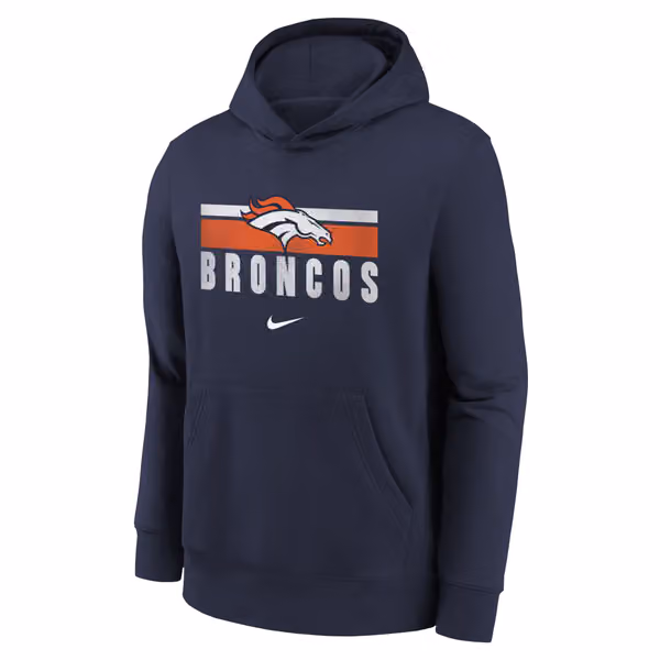 Denver Broncos NFL Team Stripes Nike Club Hoodie (YOUTH) view 2