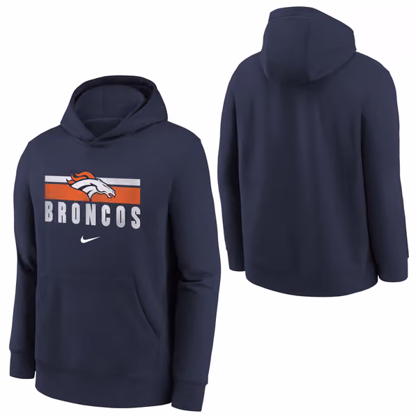 Denver Broncos NFL Team Stripes Nike Club Hoodie (YOUTH) view 1