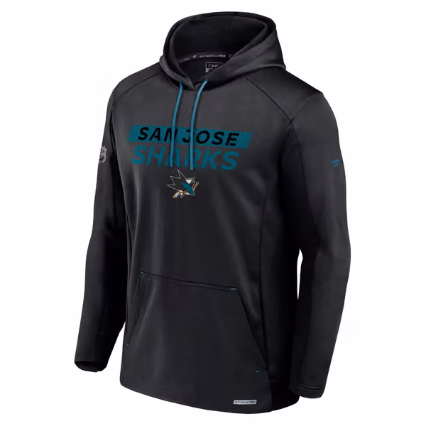 San Jose Sharks 2024/25 Authentic Pro Rink Tech NHL Hoodie Black view 1