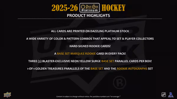 2025/26 Upper Deck O-Pee-Chee Platinum Hockey NHL Blaster Box view 6