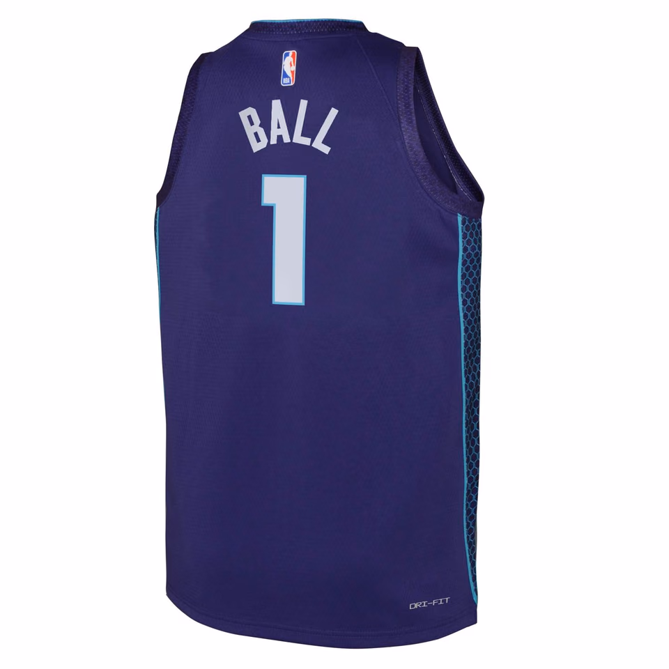 LaMelo Ball #1 Charlotte Hornets Jordan Swingman NBA Jersey Purple (YOUTH) view 3