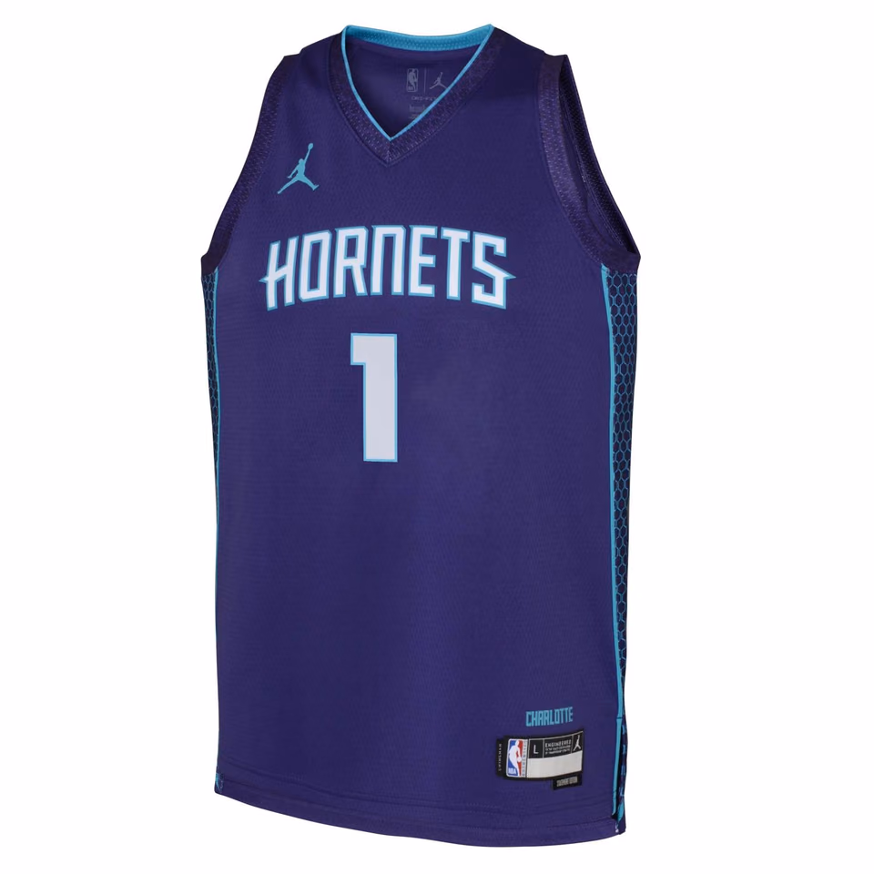 LaMelo Ball #1 Charlotte Hornets Jordan Swingman NBA Jersey Purple (YOUTH) view 2