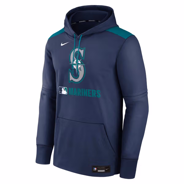 Seattle Mariners 2025 MLB Authentic Performance Therma Hoodie Navy view 1