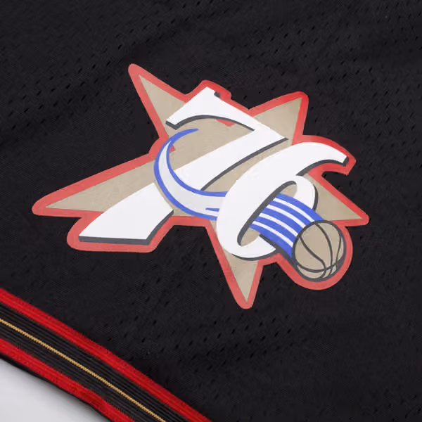Philadelphia 76ers 2000-01 Mitchell & Ness Swingman NBA Shorts Black view 5