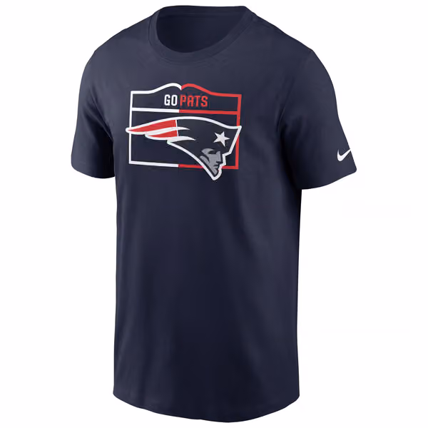 New England Patriots Local Phrase Nike Essential NFL T-Shirt Navy view 1