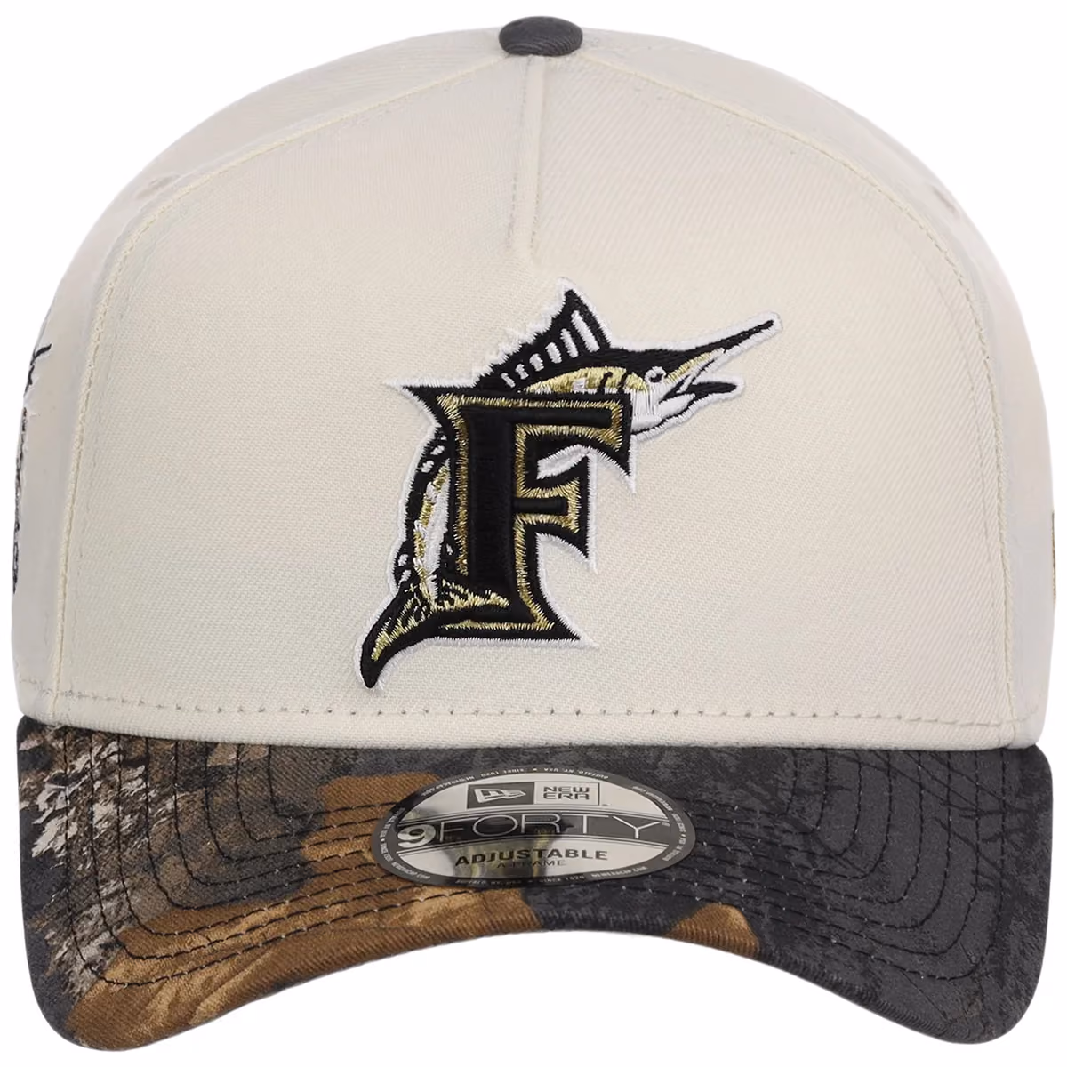 Florida Marlins MLB Black Realtree Chrome New Era 9FORTY detail view