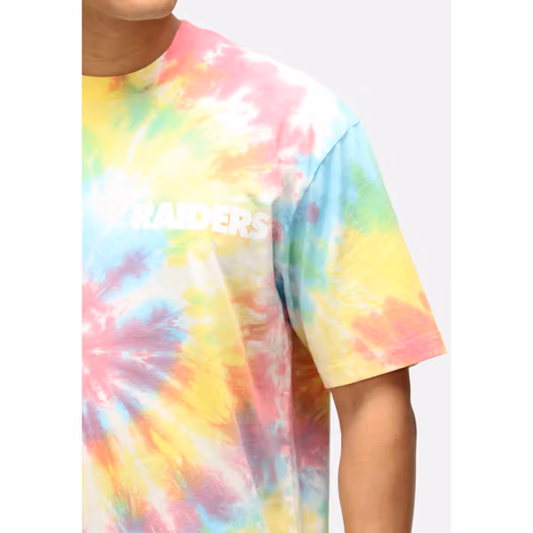 Las Vegas Raiders Rainbow Tie-Dye Recovered Relaxed NFL T-Shirt view 4