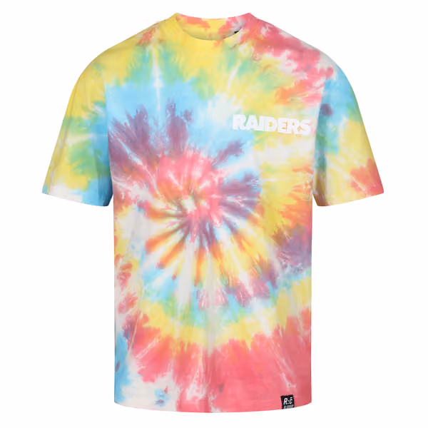 Las Vegas Raiders Rainbow Tie-Dye Recovered Relaxed NFL T-Shirt view 5