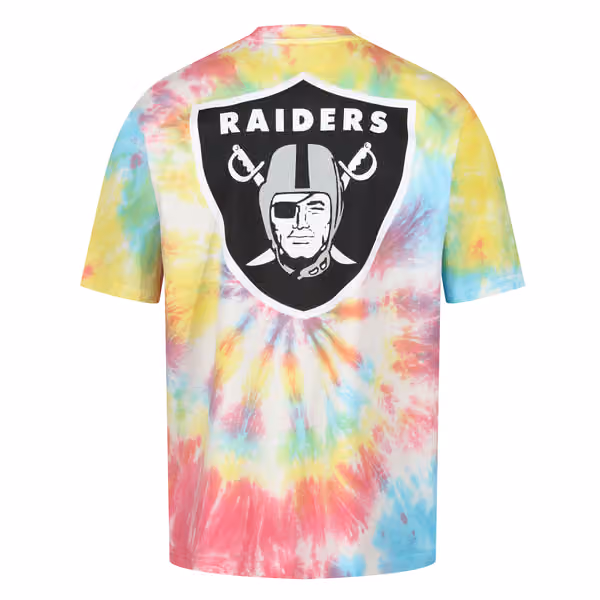 Las Vegas Raiders Rainbow Tie-Dye Recovered Relaxed NFL T-Shirt view 6