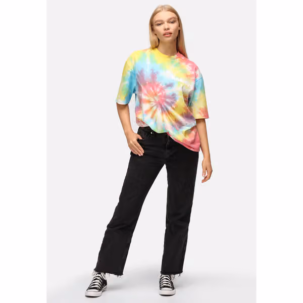 Las Vegas Raiders Rainbow Tie-Dye Recovered Relaxed NFL T-Shirt view 3