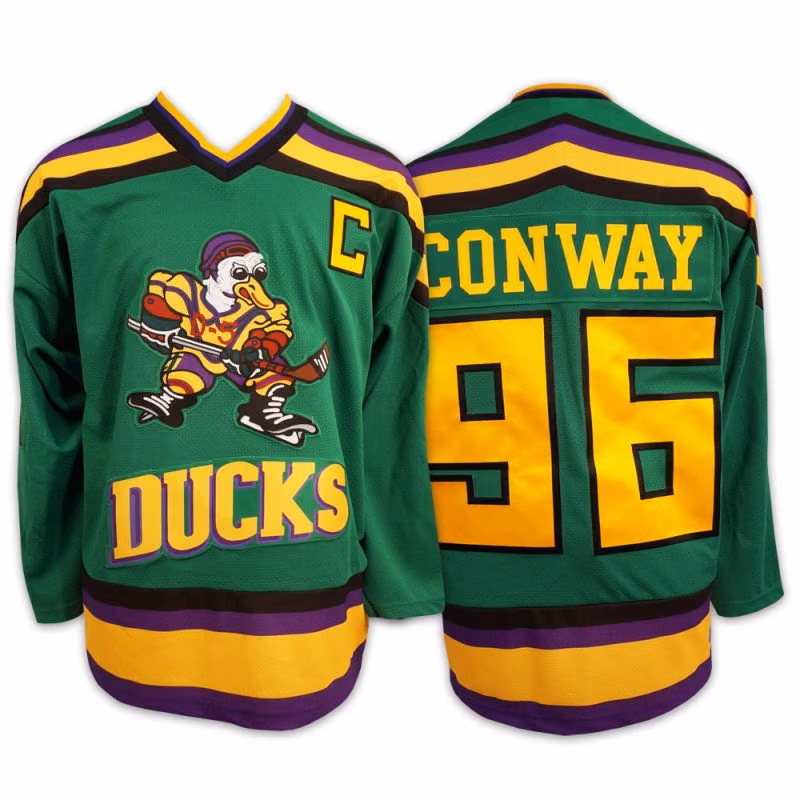 The Mighty Ducks #96 Charlie Conway Replica Hockey Jersey Green view 1