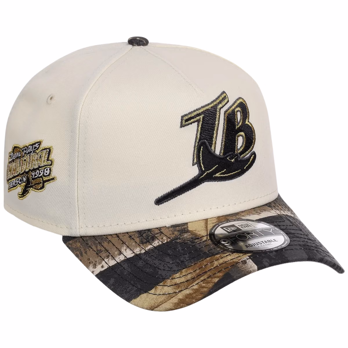 Tampa Bay Rays MLB Black Realtree Chrome New Era 9FORTY front view