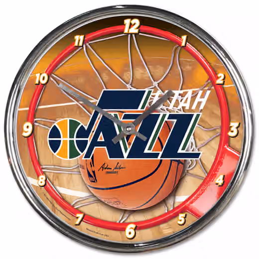 Utah Jazz WinCraft Chrome NBA Wall Clock view 1