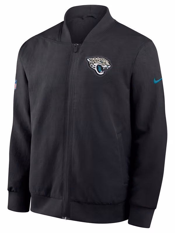 Detroit Lions 2026 NFL Rivalries Sideline Bomber Jacket Black view 2
