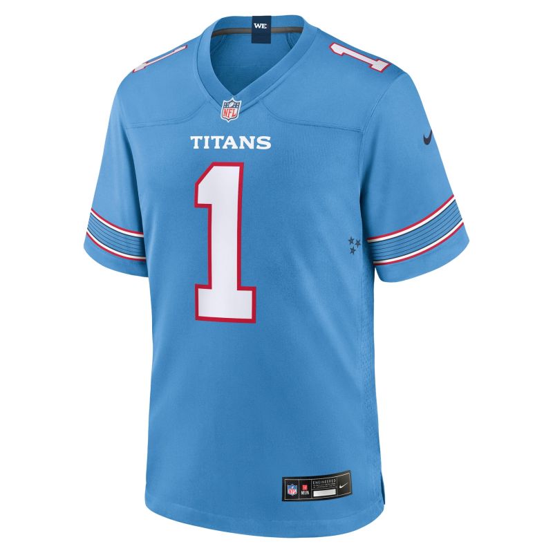 Cam Ward #1 Tennessee Titans 2026 Game NFL Jersey Blue view 2